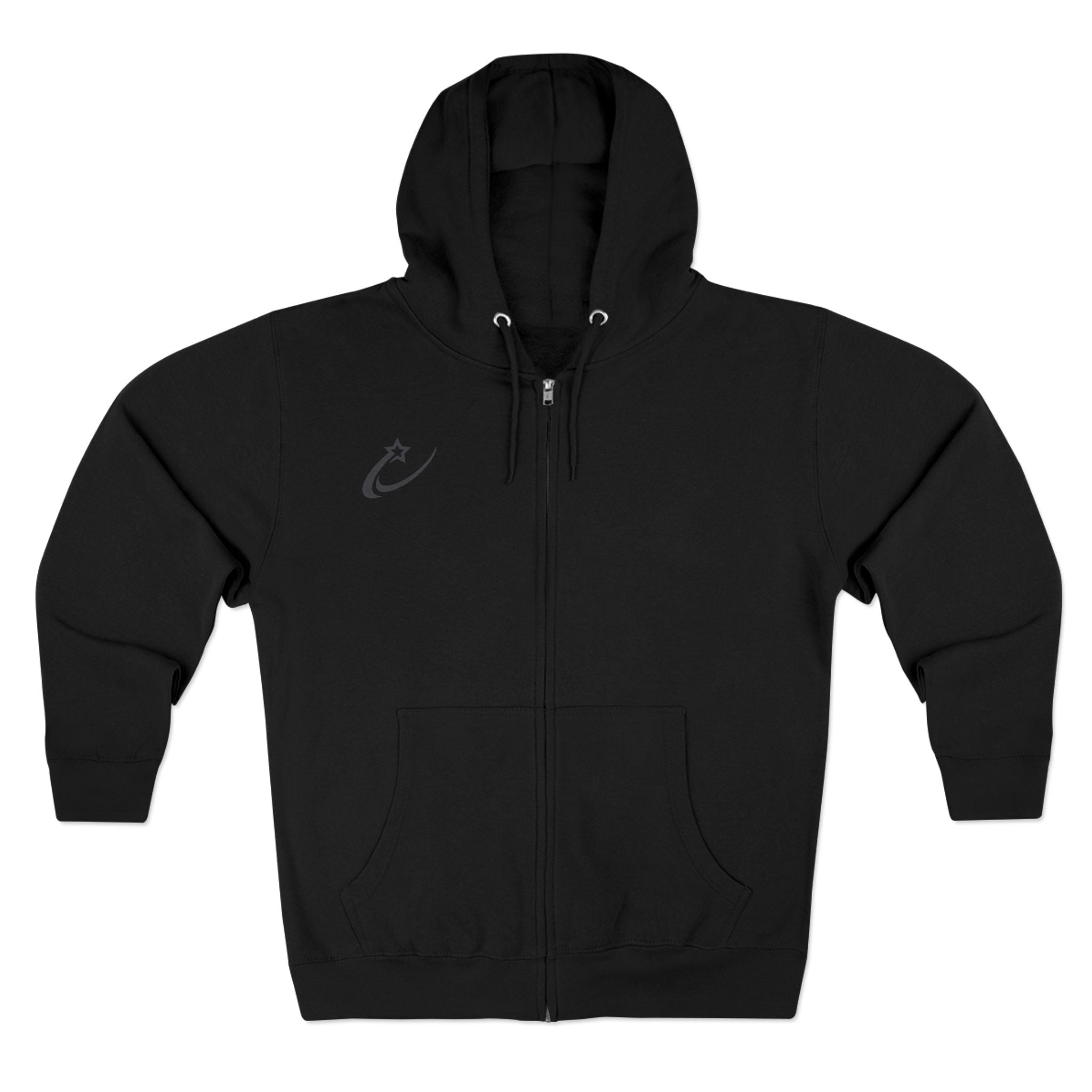 Starry Shooting Star Zip Hoodie — Minimal Astral Graphic Zip-Up