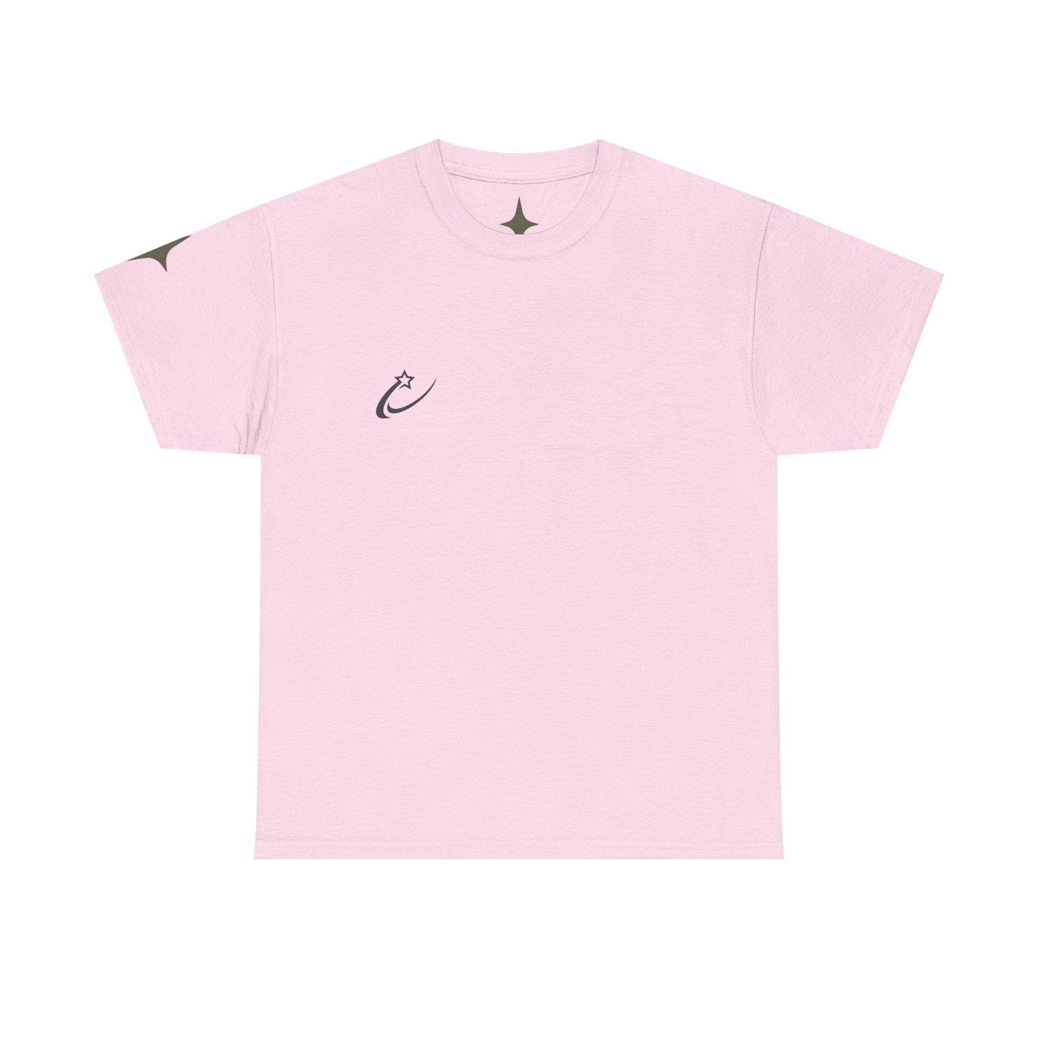 Starry Graphic Tee — Minimal Sparkle Logo T‑Shirt with Backburst Stars