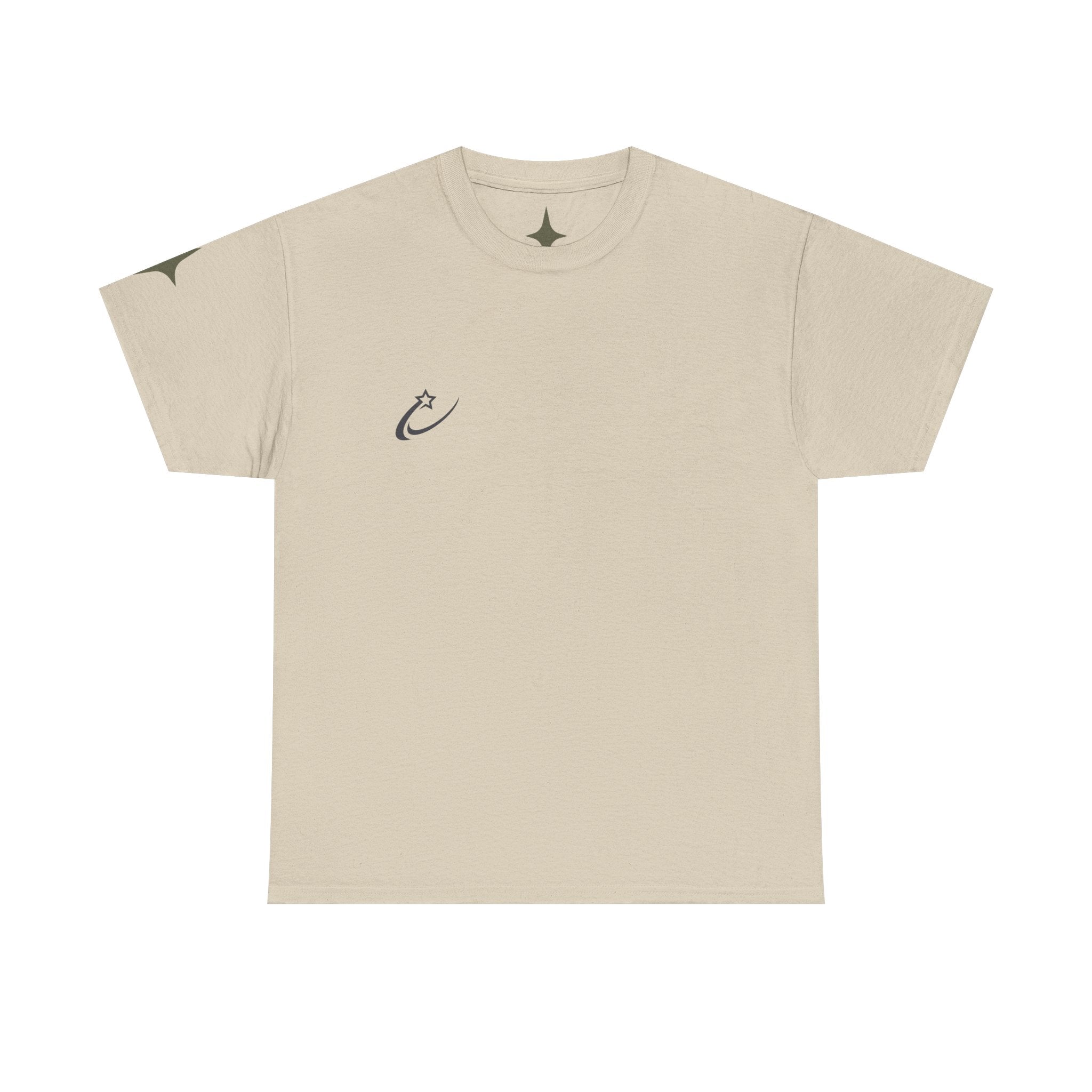 Starry Graphic Tee — Minimal Sparkle Logo T‑Shirt with Backburst Stars