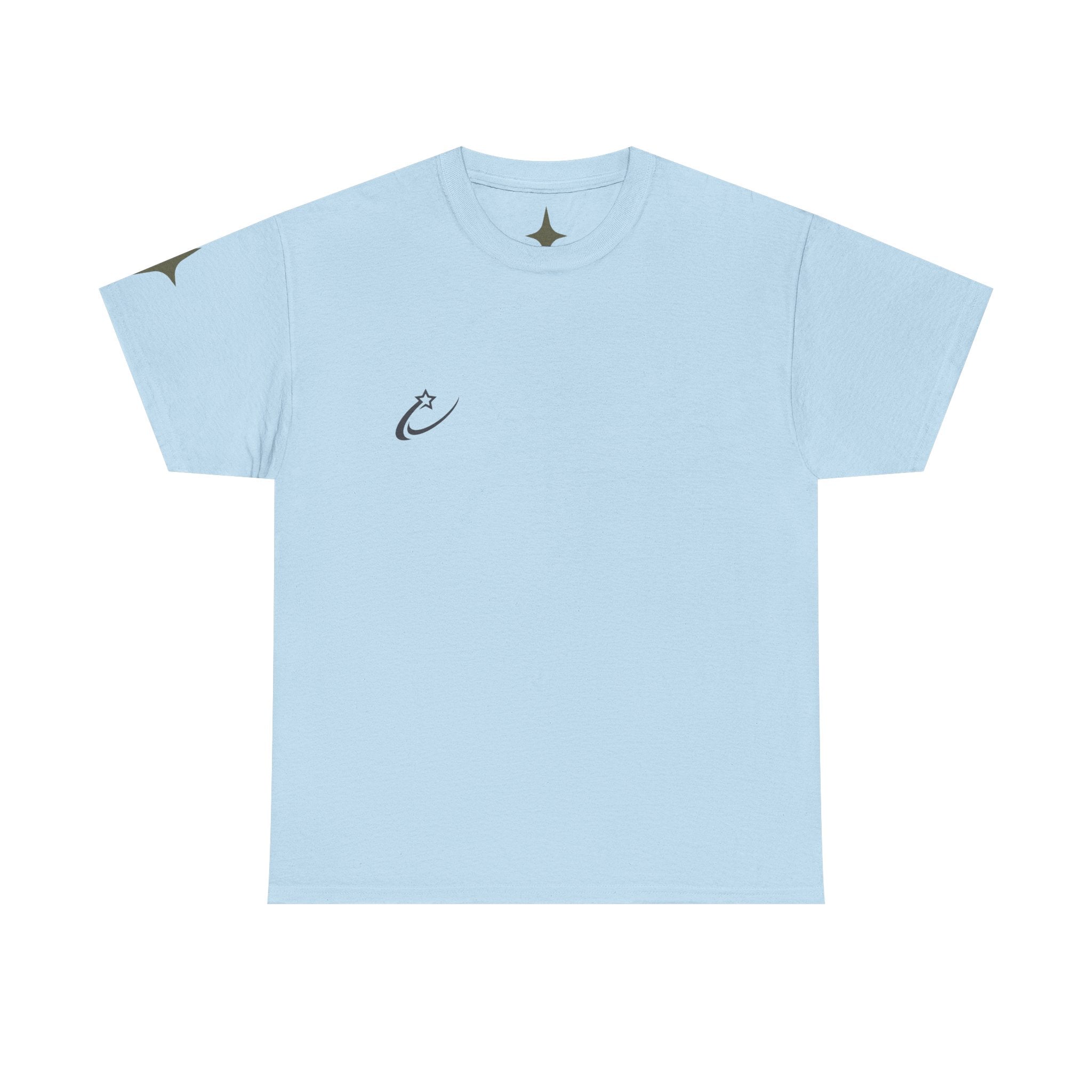 Starry Graphic Tee — Minimal Sparkle Logo T‑Shirt with Backburst Stars