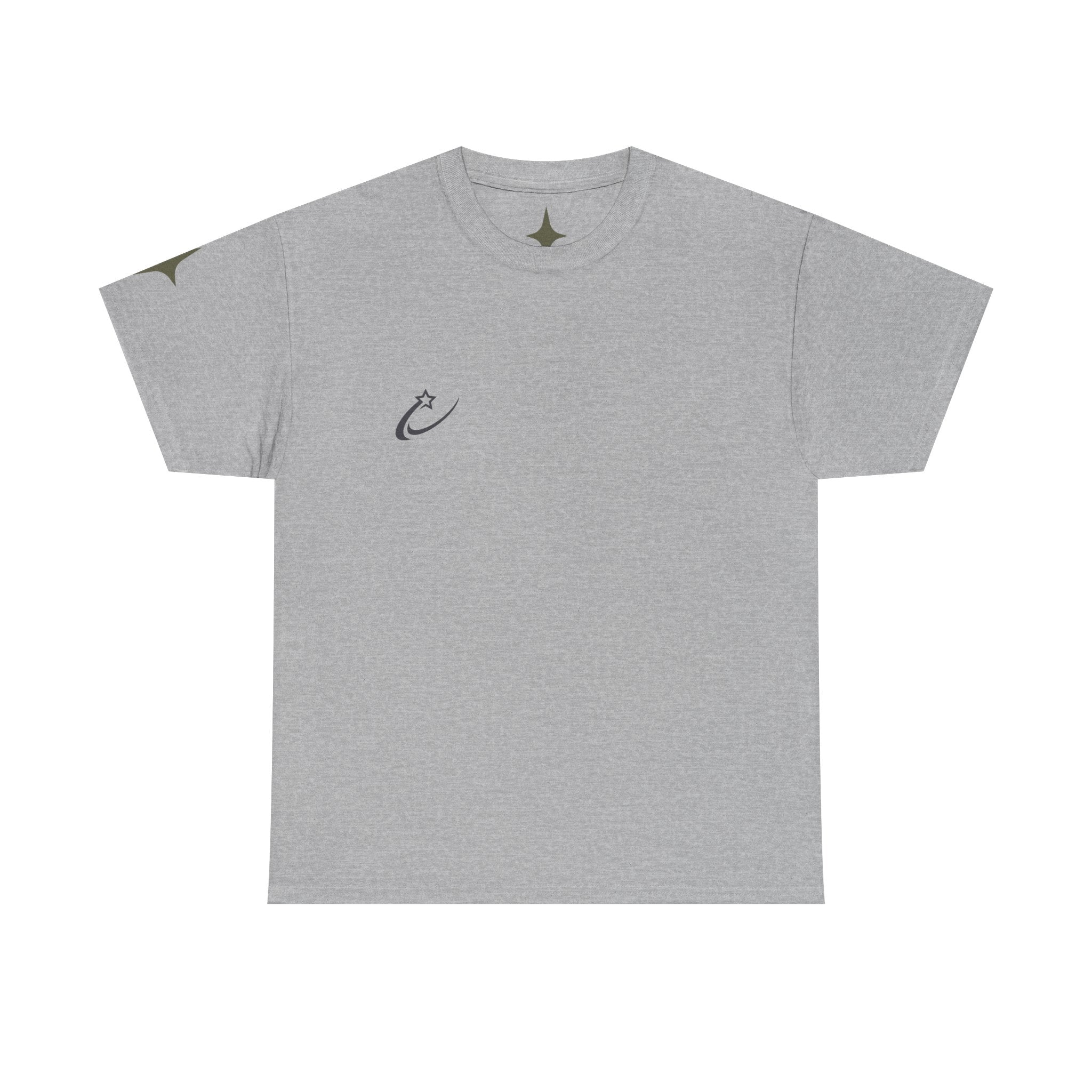 Starry Graphic Tee — Minimal Sparkle Logo T‑Shirt with Backburst Stars