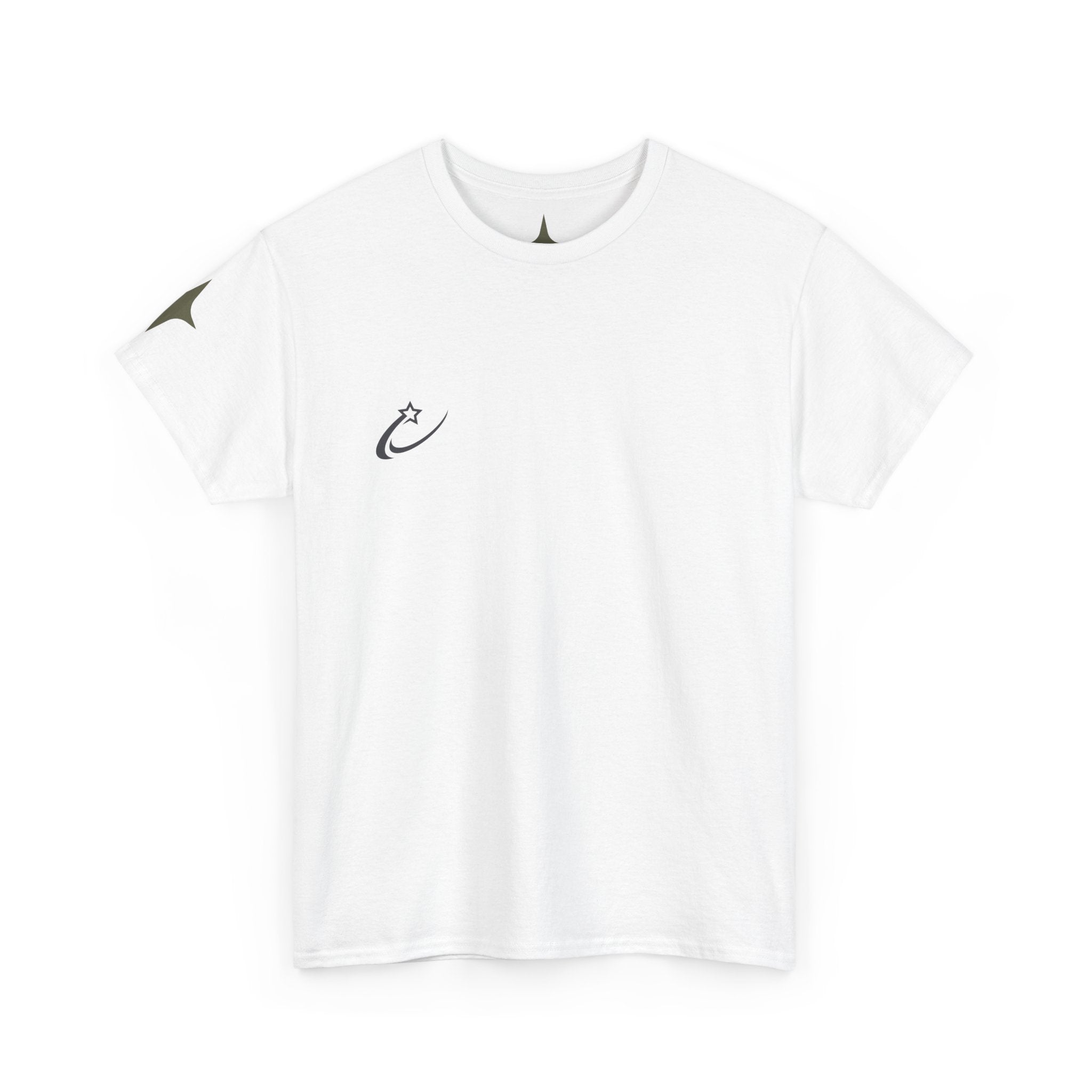 Starry Graphic Tee — Minimal Sparkle Logo T‑Shirt with Backburst Stars