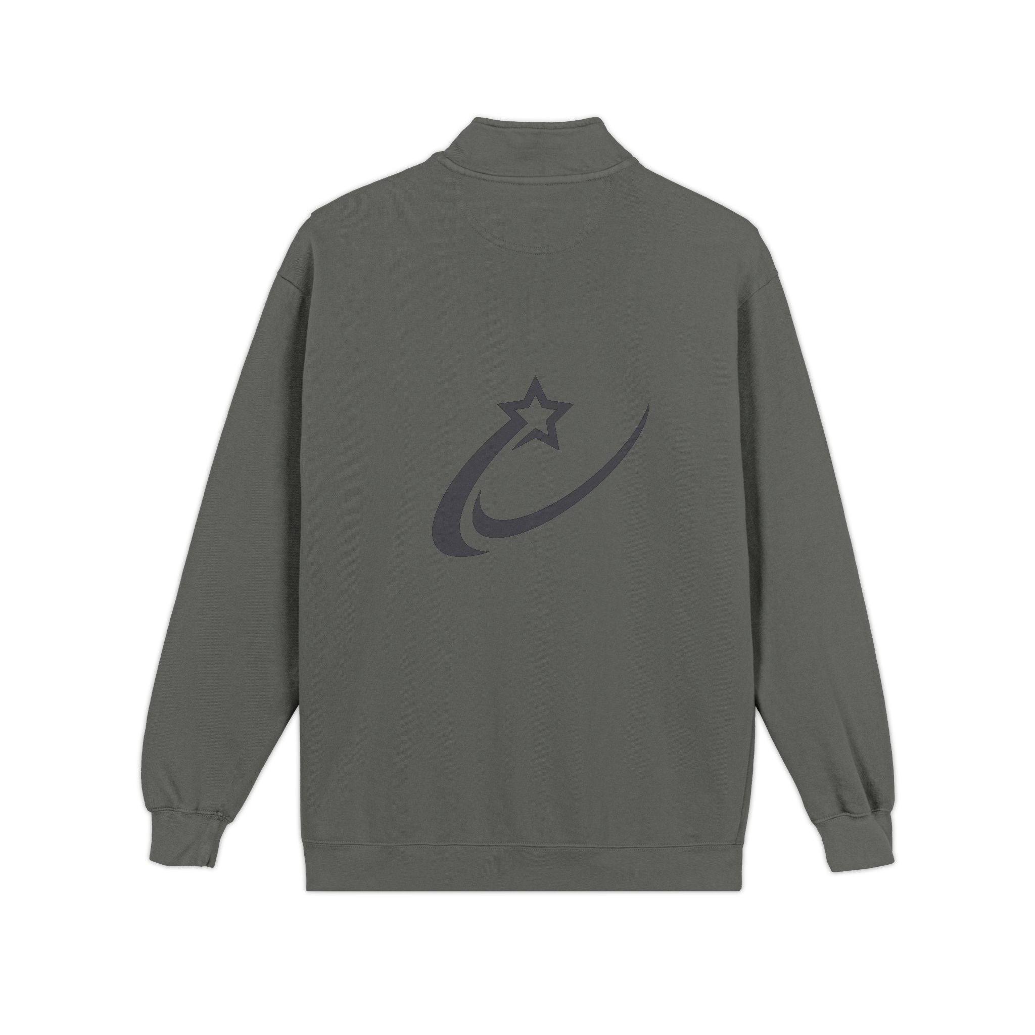 Shooting Star Quarter‑Zip Sweatshirt — Minimal Cosmic Logo Pullover