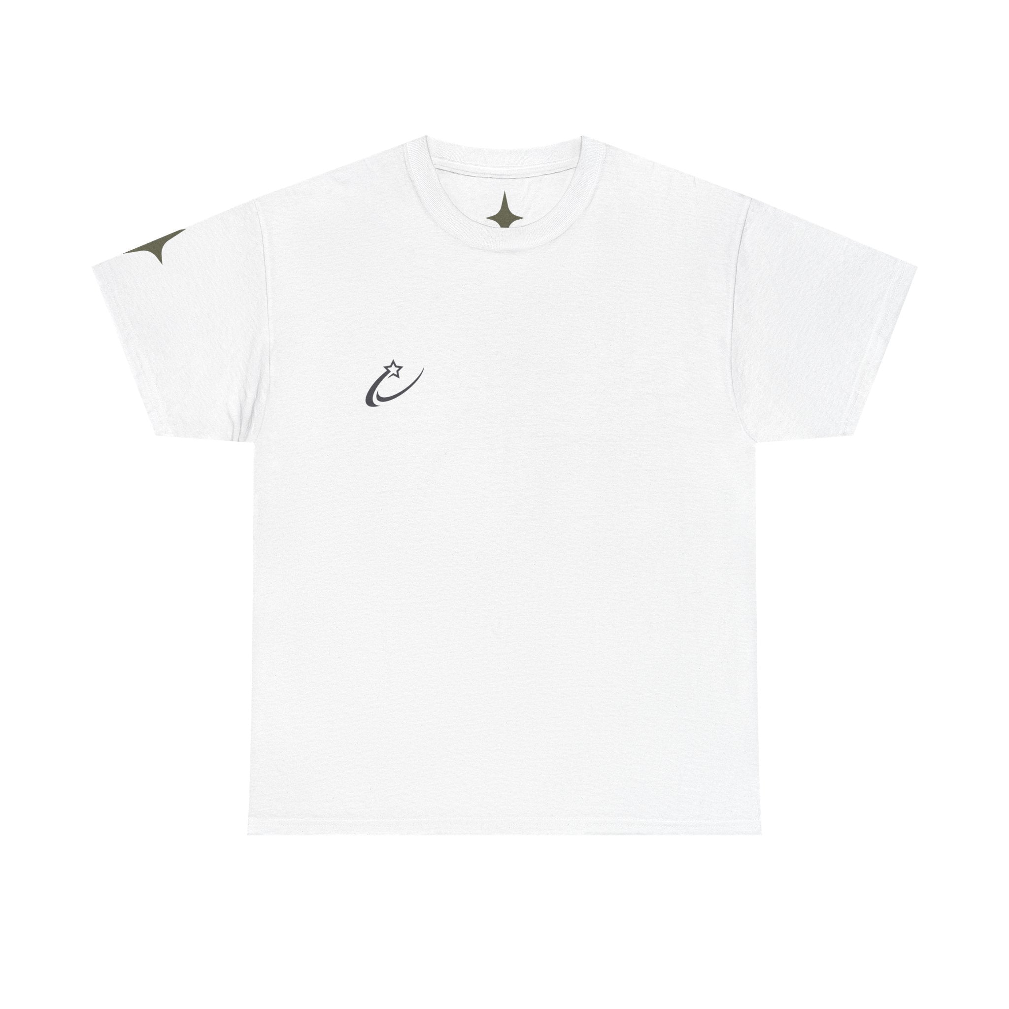 Starry Graphic Tee — Minimal Sparkle Logo T‑Shirt with Backburst Stars