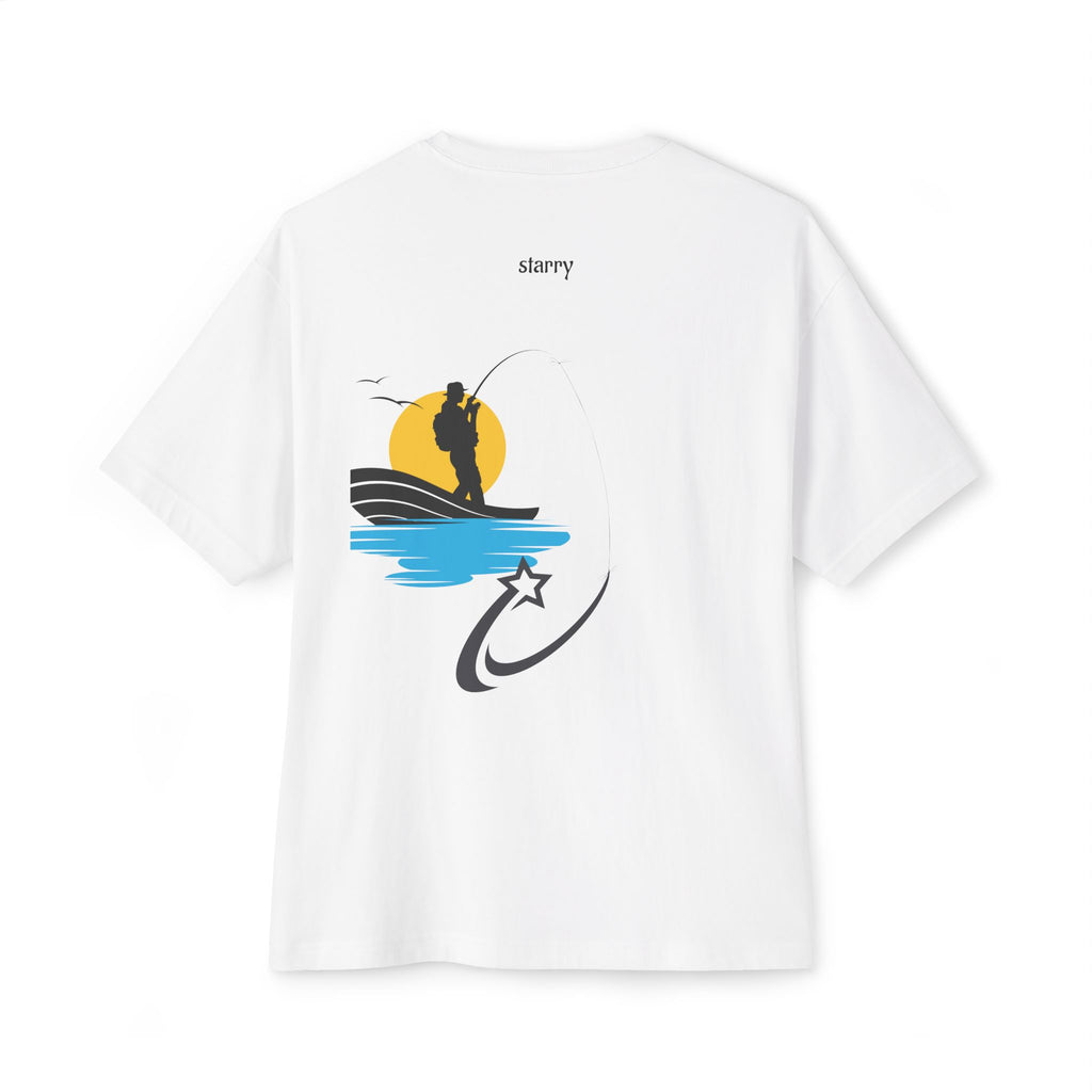 Boxy Tee — 'starry' Fishing Sunset Graphic Shirt