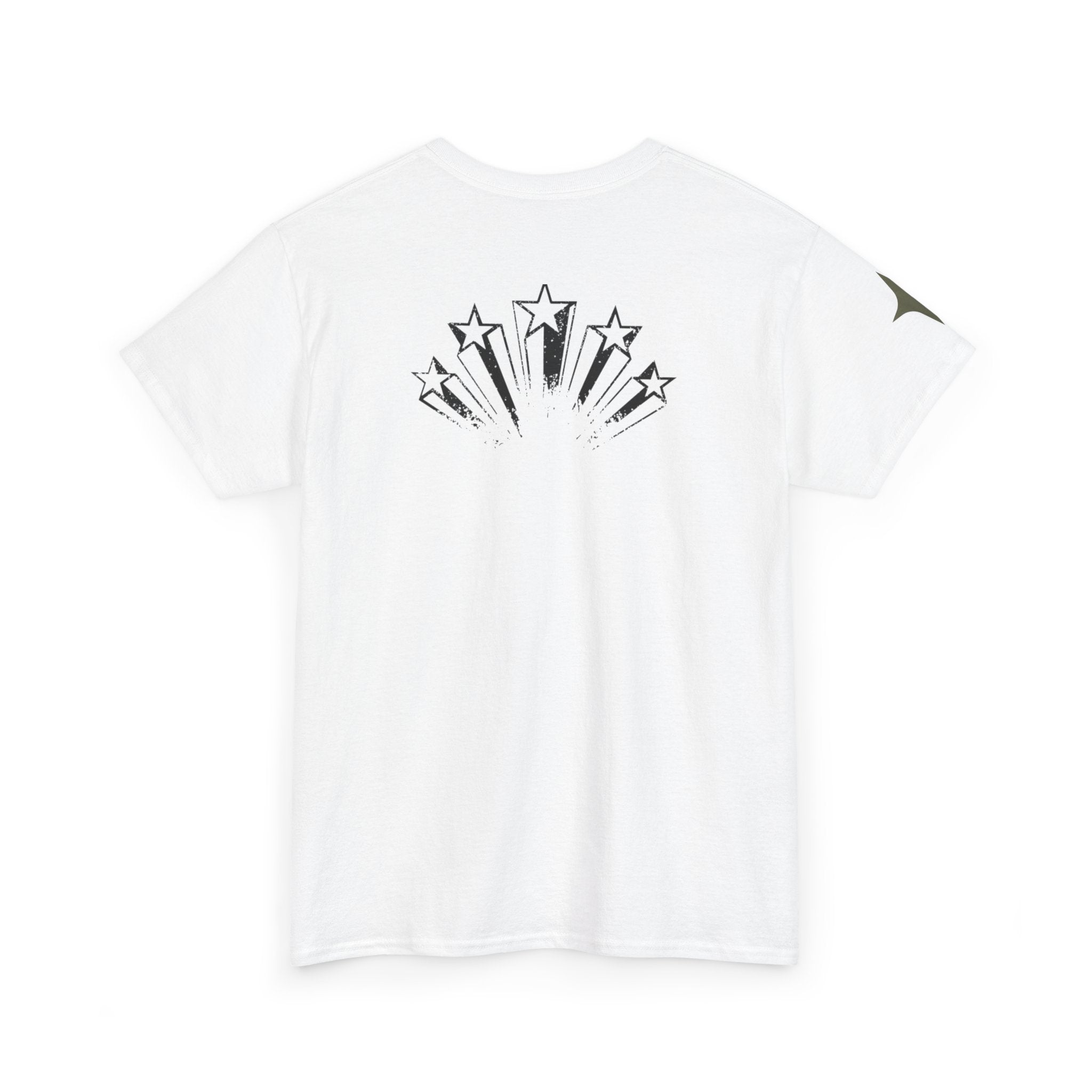 Starry Graphic Tee — Minimal Sparkle Logo T‑Shirt with Backburst Stars