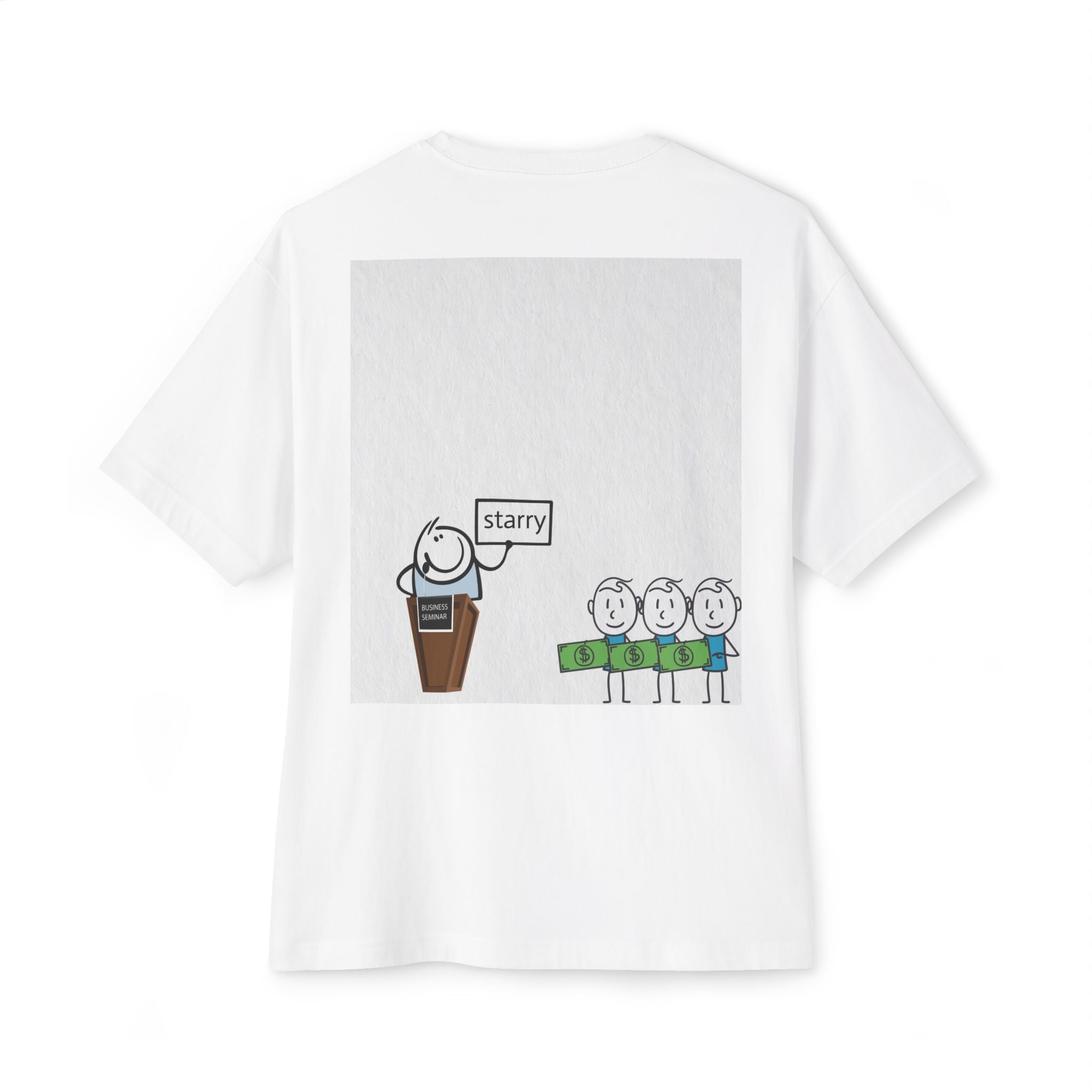 Boxy Tee — Minimal 'storry' Cartoon Back Print