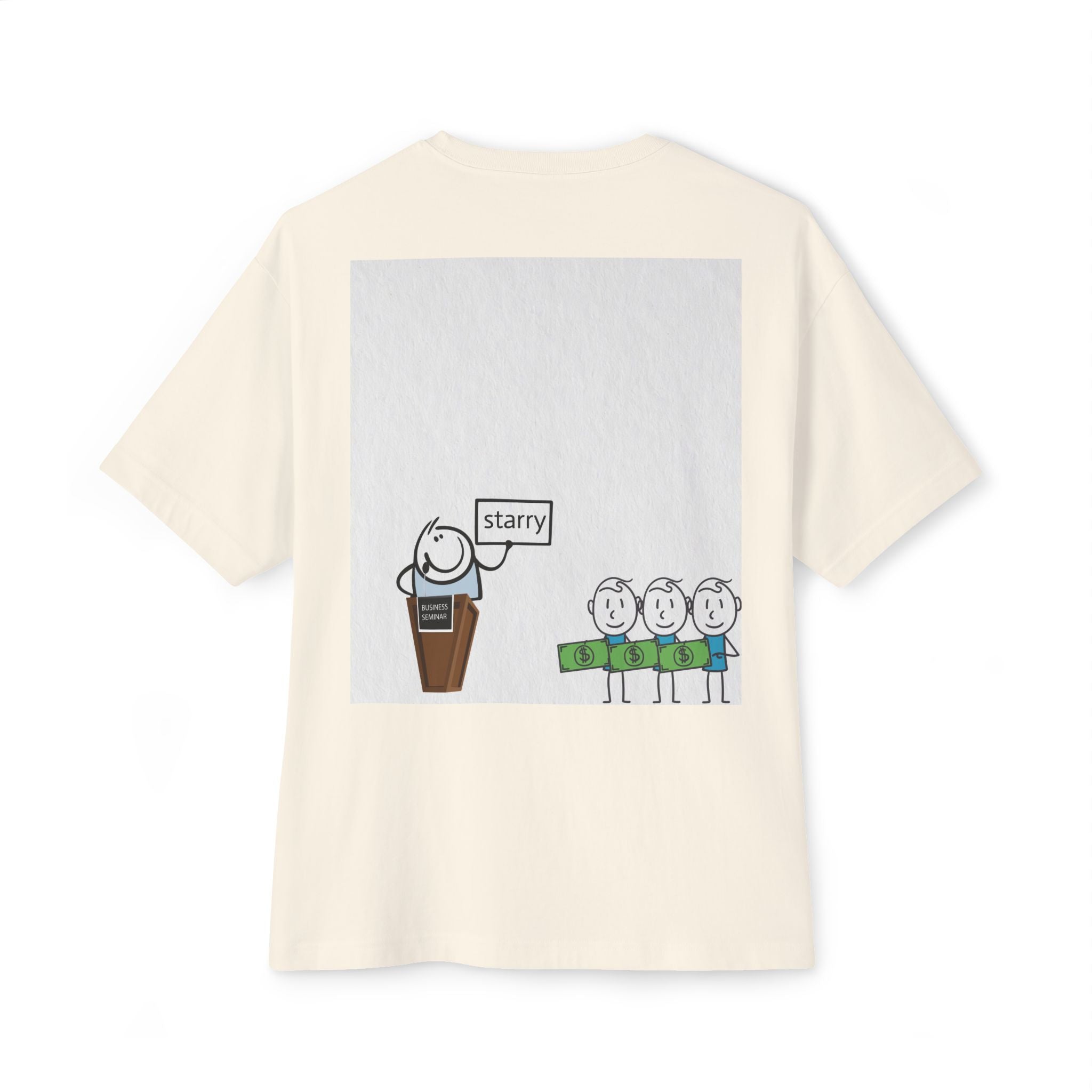 Boxy Tee — Minimal 'storry' Cartoon Back Print