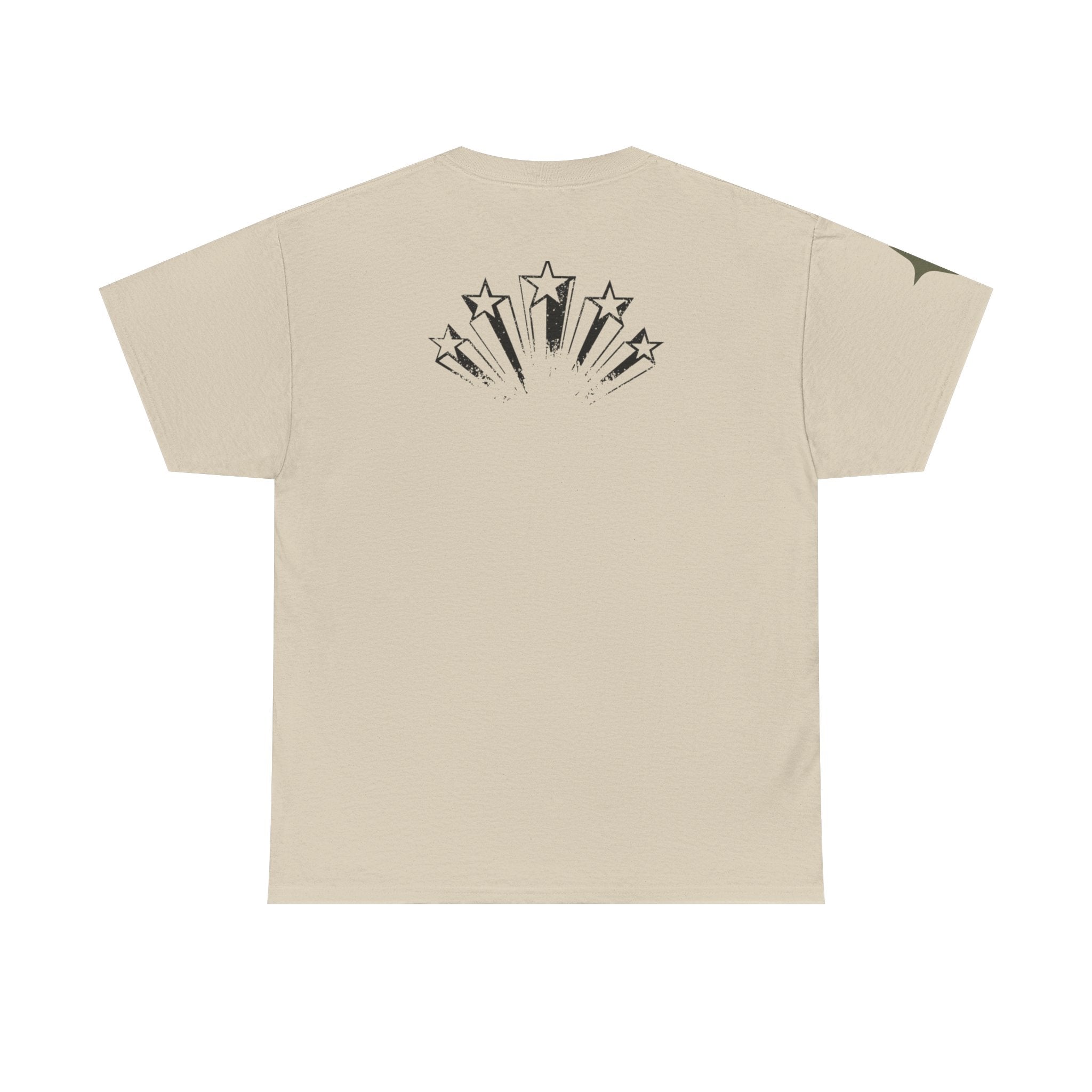Starry Graphic Tee — Minimal Sparkle Logo T‑Shirt with Backburst Stars